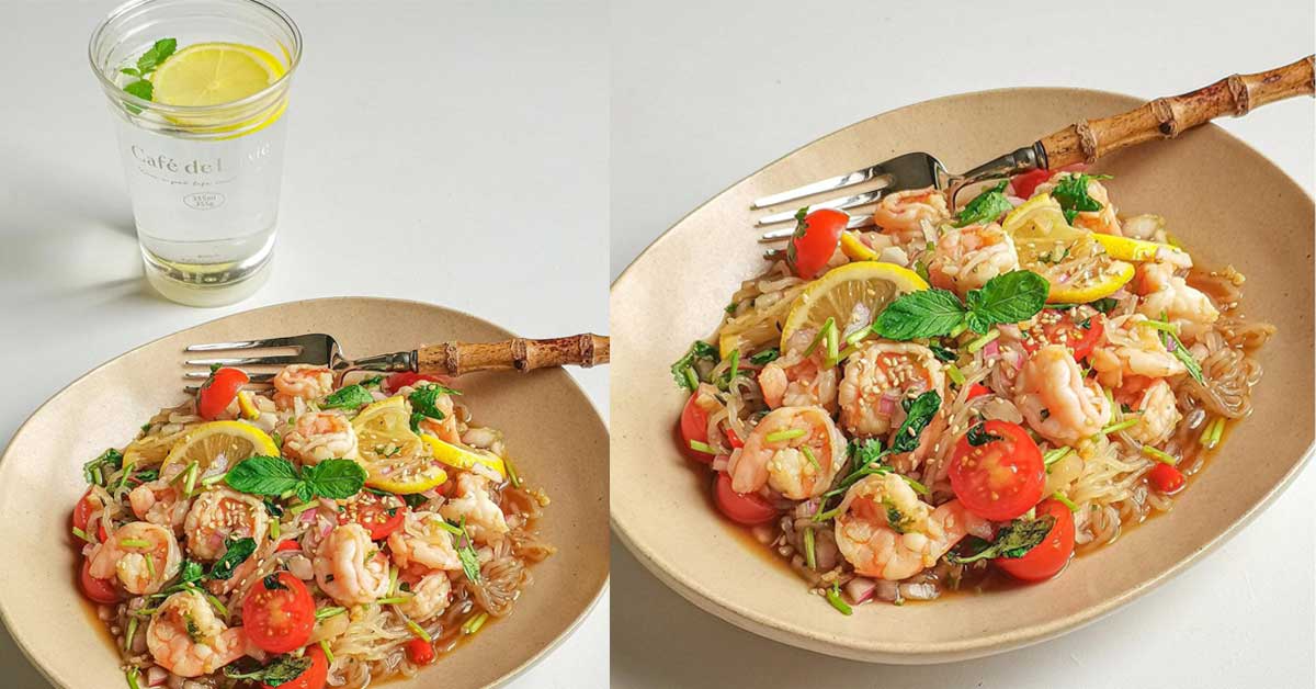 Thai Hot & Sour Lemon Shrimp with Shirataki Noodles Recipe