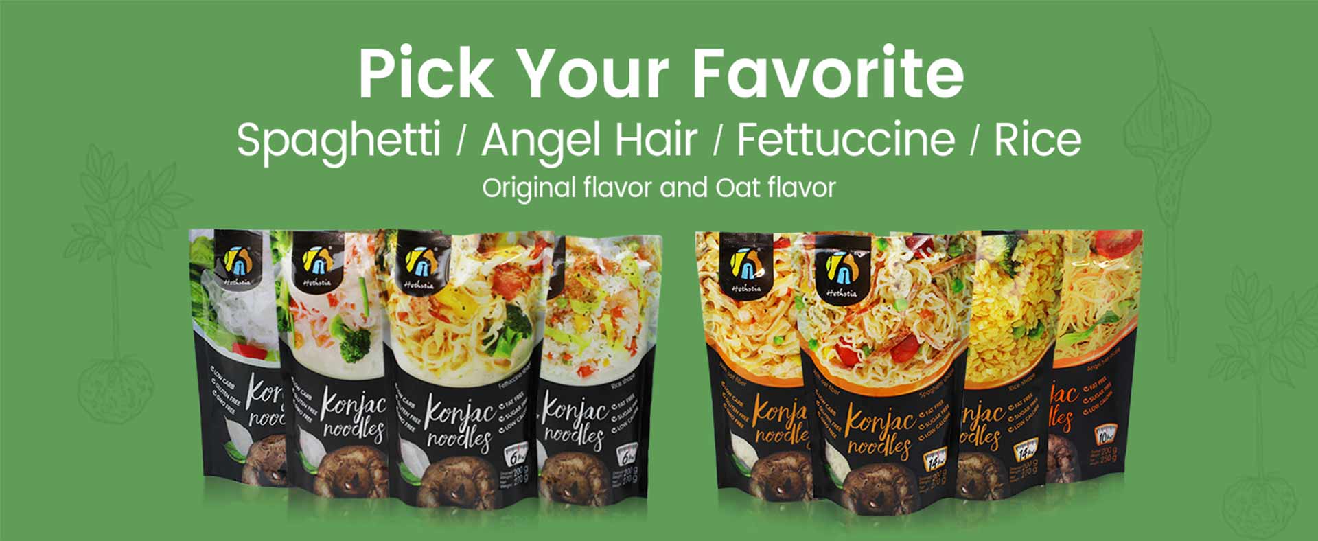 Choose your favorite konjac pasta