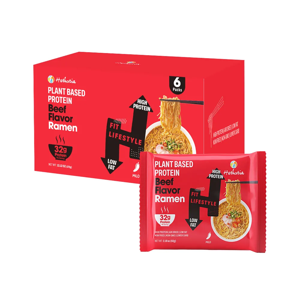 High protein beef Flavor ramen, Vegan Instant Noodles Bag 62g​