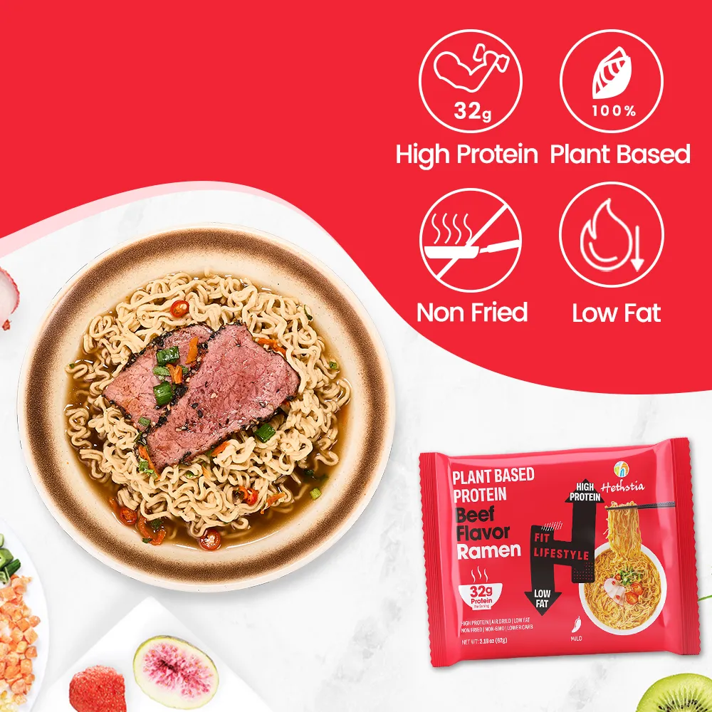 High protein beef Flavor ramen, Vegan Instant Noodles Bag 62g​