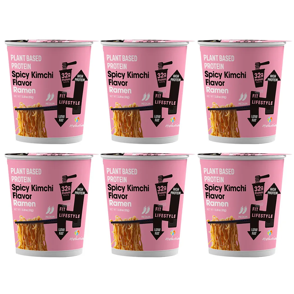 High Protein Cup Noodles With Spicy Kimchi Flavor, 100% Plant Based