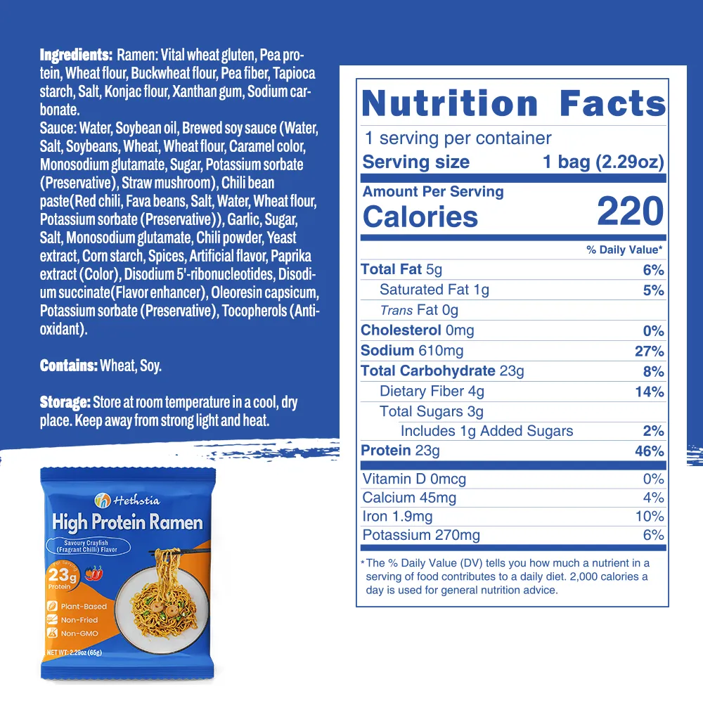 High-Protein Ramen Savoury Crayfish Fragrant chilli flavor