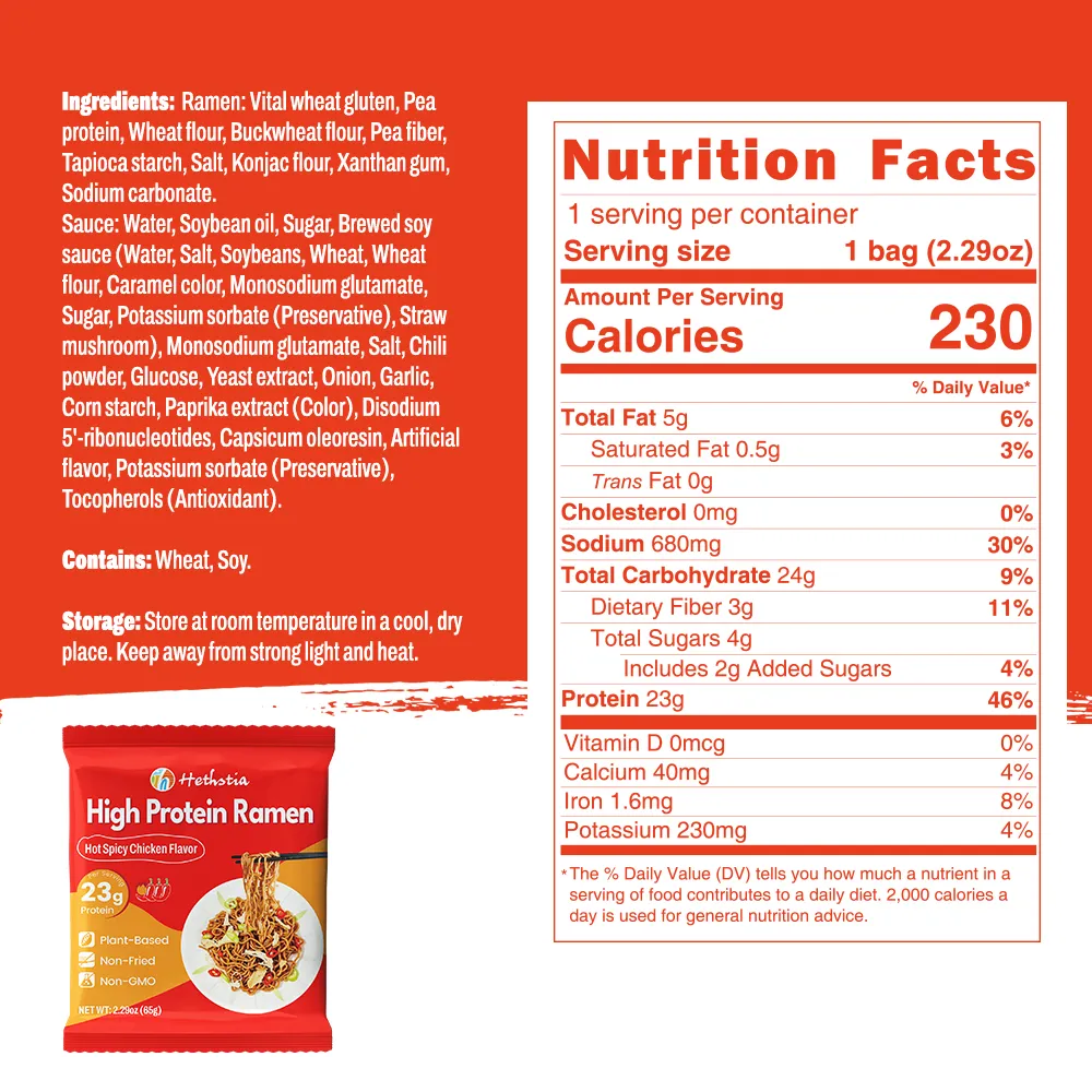 High-protein ramen hot spicy chicken flavor