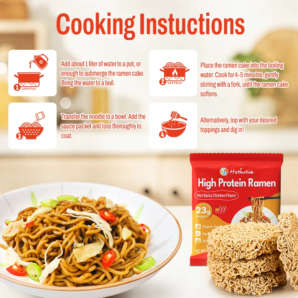 High-protein ramen hot spicy chicken flavor